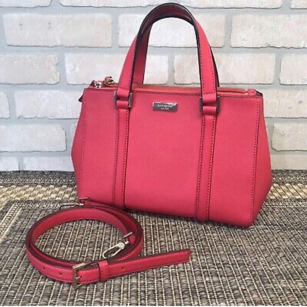 KATE SPADE SAFFIANO LEATHER CROSSBODY SHOULDER BAG SATCHEL RASBERRY